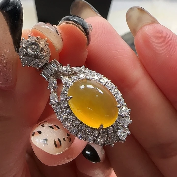 蛇纹石玉银S925镶嵌颈饰