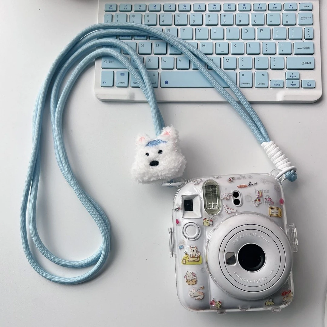 拍立得mini11/12/40/SE/99透明壳西高地小狗胸针跨绳长手提肩带