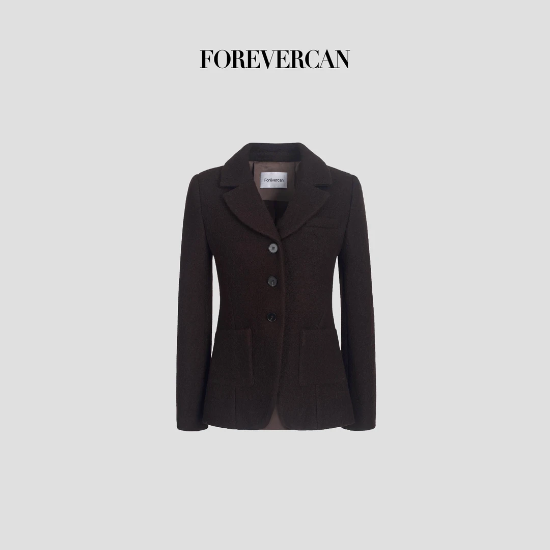 FOREVERCAN“英爵公馆”复古感经典单排扣短款收腰西装外套SC22505