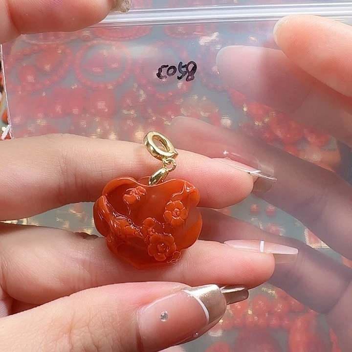 南红玛瑙银S925镶嵌吊坠