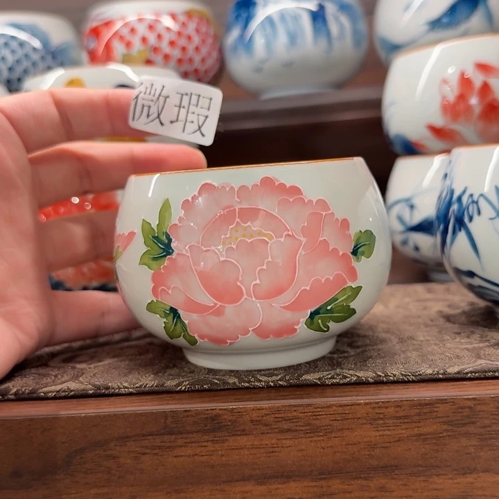 釉下手绘茶具微瑕