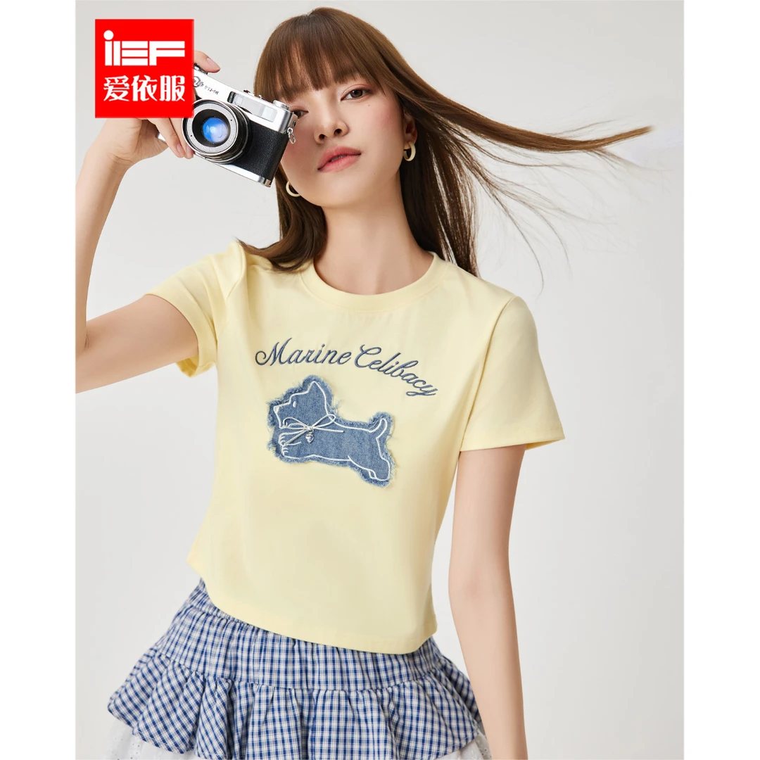 IEF/爱依服上衣2025夏季新款美式小众设计感休闲显瘦T恤流光风
