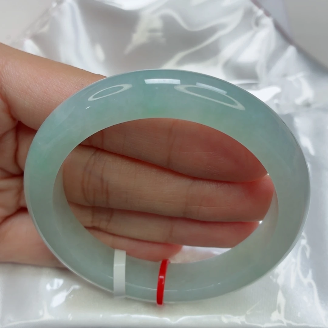 翡翠未镶嵌手镯老坑53圈冰川蓝起光010