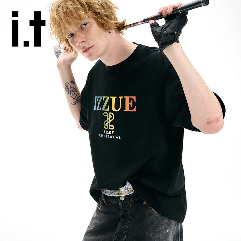 it izzue美式重磅oversize短袖T恤夏季男女纯棉宽松休闲百搭半袖