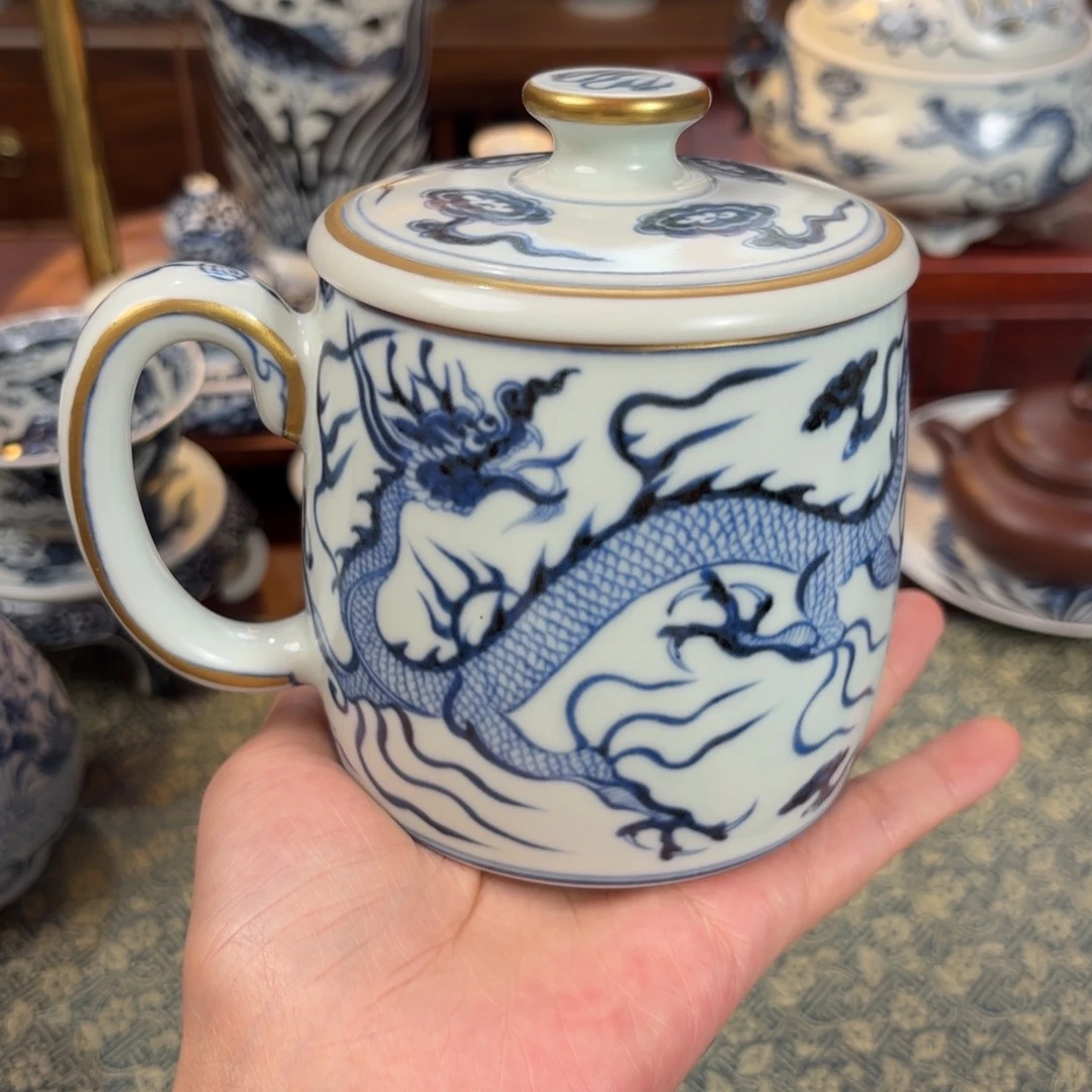 陶描金行龙办公杯博陵