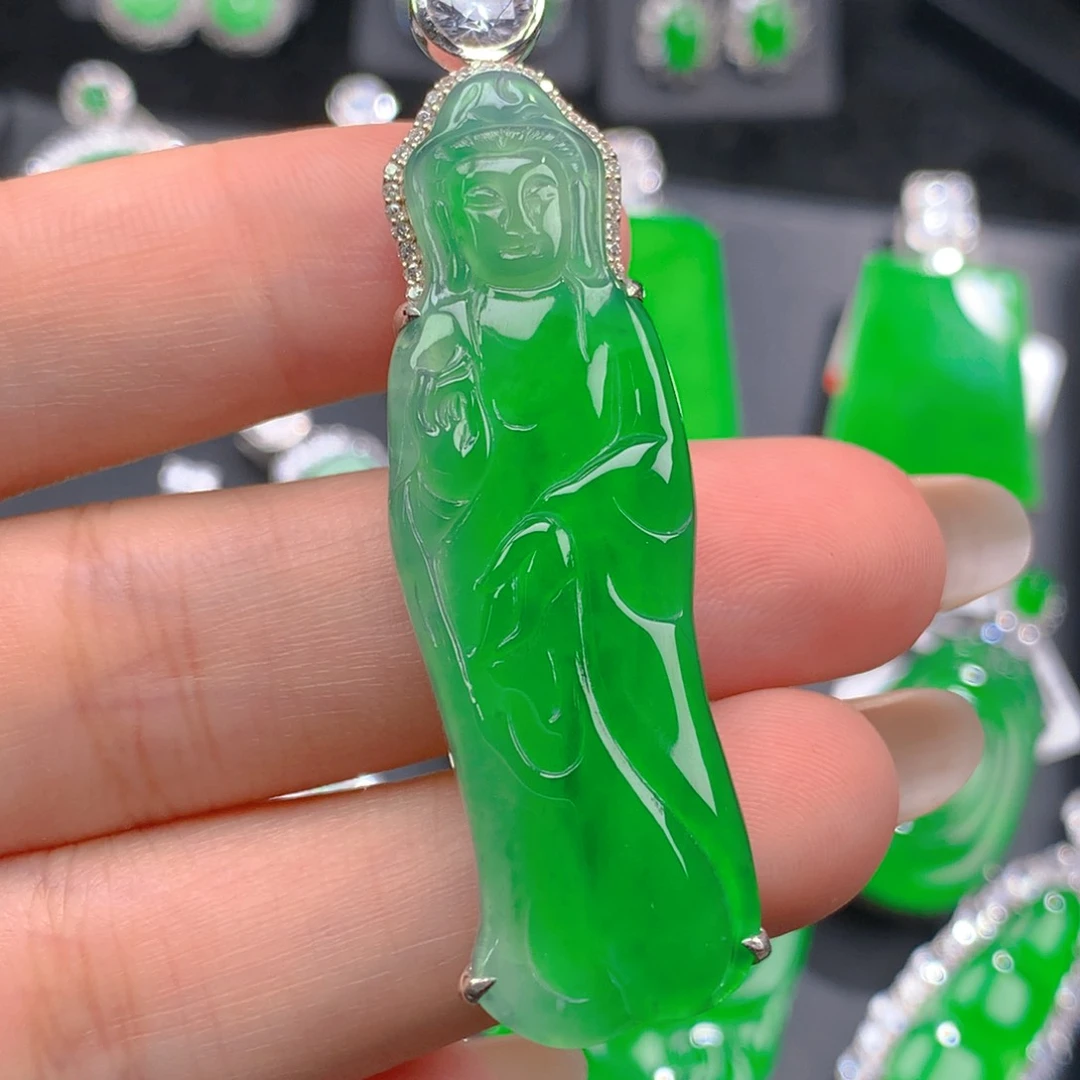 翡翠银S925镶嵌吊坠(不含链)