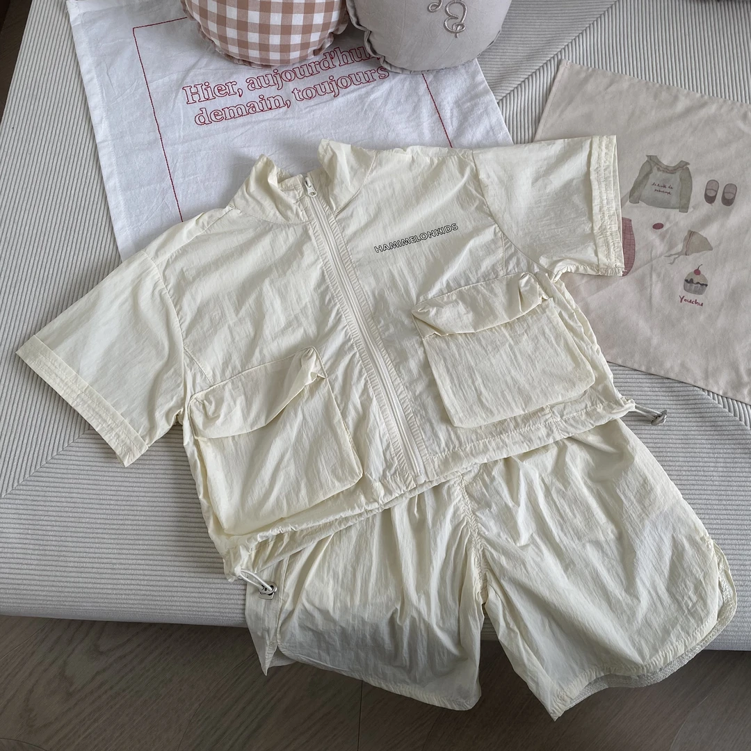 CS040-儿童防晒短袖套装夏季新款男童中小童休闲短裤两件套