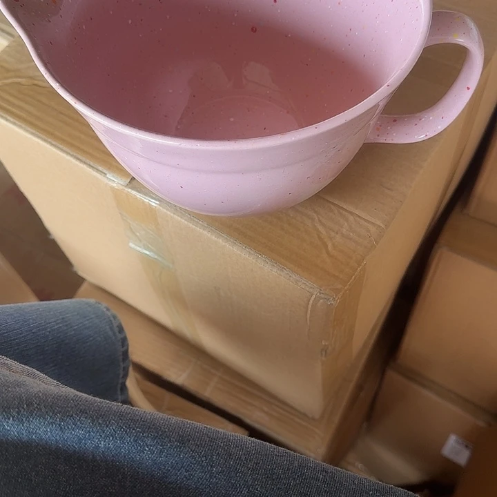 外贸尾单高温陶瓷微暇粉色把手大倒流