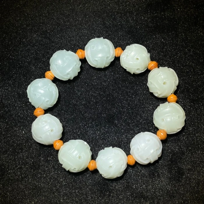 《清代》和田玉绣球手串 山东国营文物商店25050500361-685