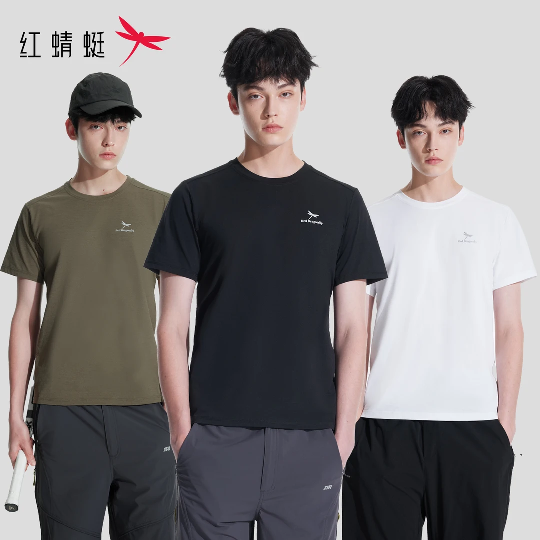【男款】红蜻蜓 圆领轻量户外休闲运动速干短袖T恤套装