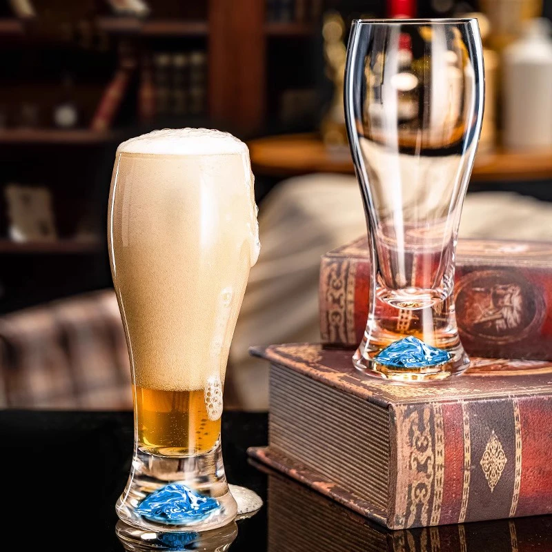 家用创意蓝山啤酒杯大容量高档精酿玻璃英雄杯扎啤杯饭店批量定制