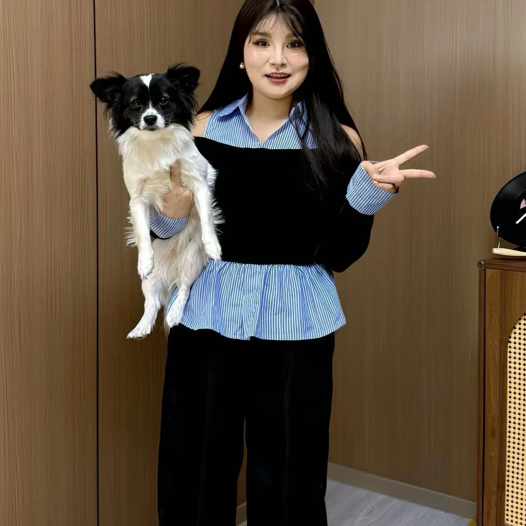 瑶瑶专属-时尚套装阔腿裤百搭职场休闲风可露丽风贝果复古风9283