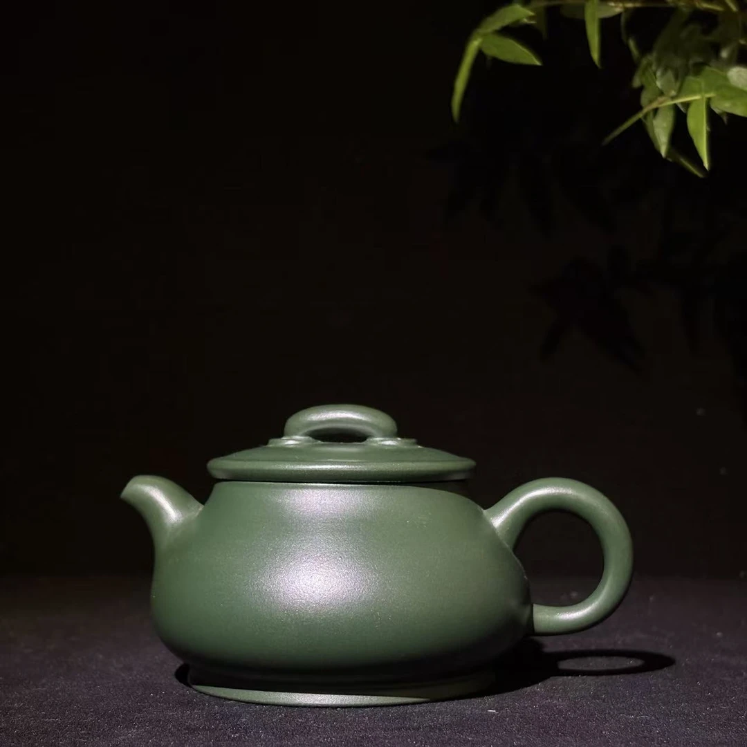 宜兴紫砂光器潘壶  墨绿泥  徐霞