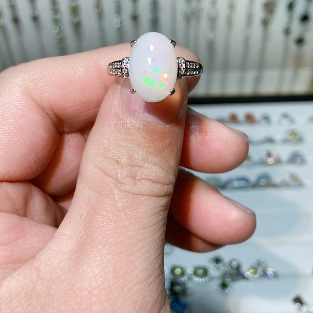 绿水晶戒指银S925镶嵌