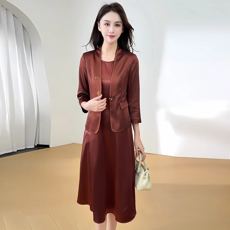 拉夏贝尔高级感洋气套装女2025春秋新款时尚外套百搭背心裙两件套