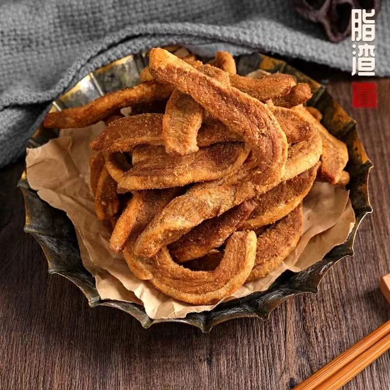 老青岛特产小谷脂渣2肥8瘦金酥脆猪油渣干250克*2袋零食猪油同城配