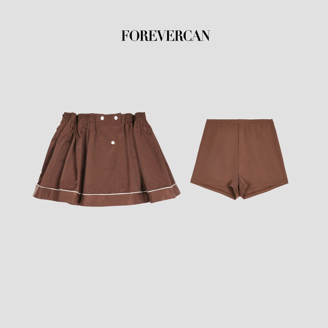 FOREVERCAN“甜酷预警”复古失序感花苞型腰头蓬蓬半身裙 SD23323