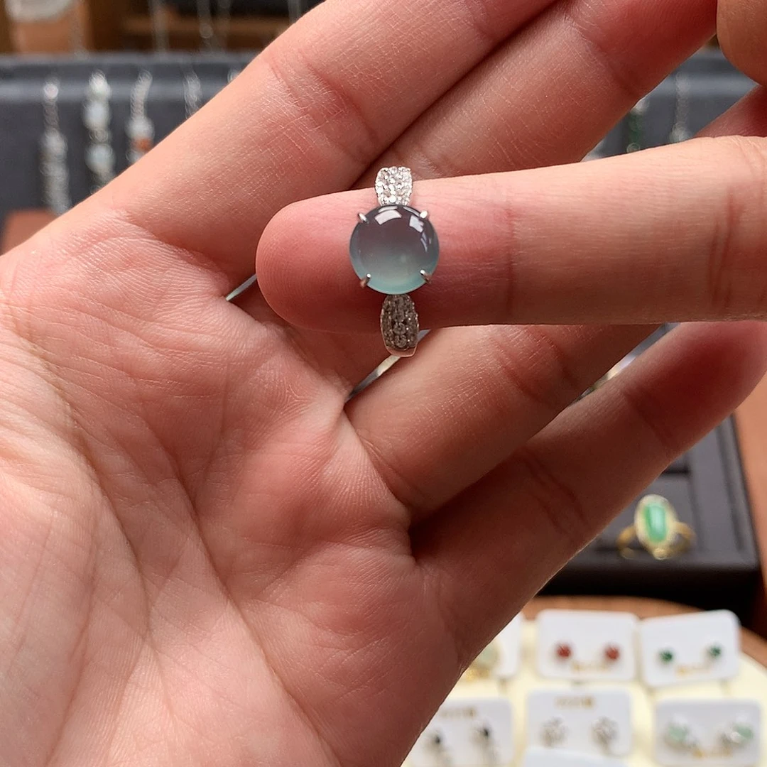 翡翠银S925镶嵌戒指0157