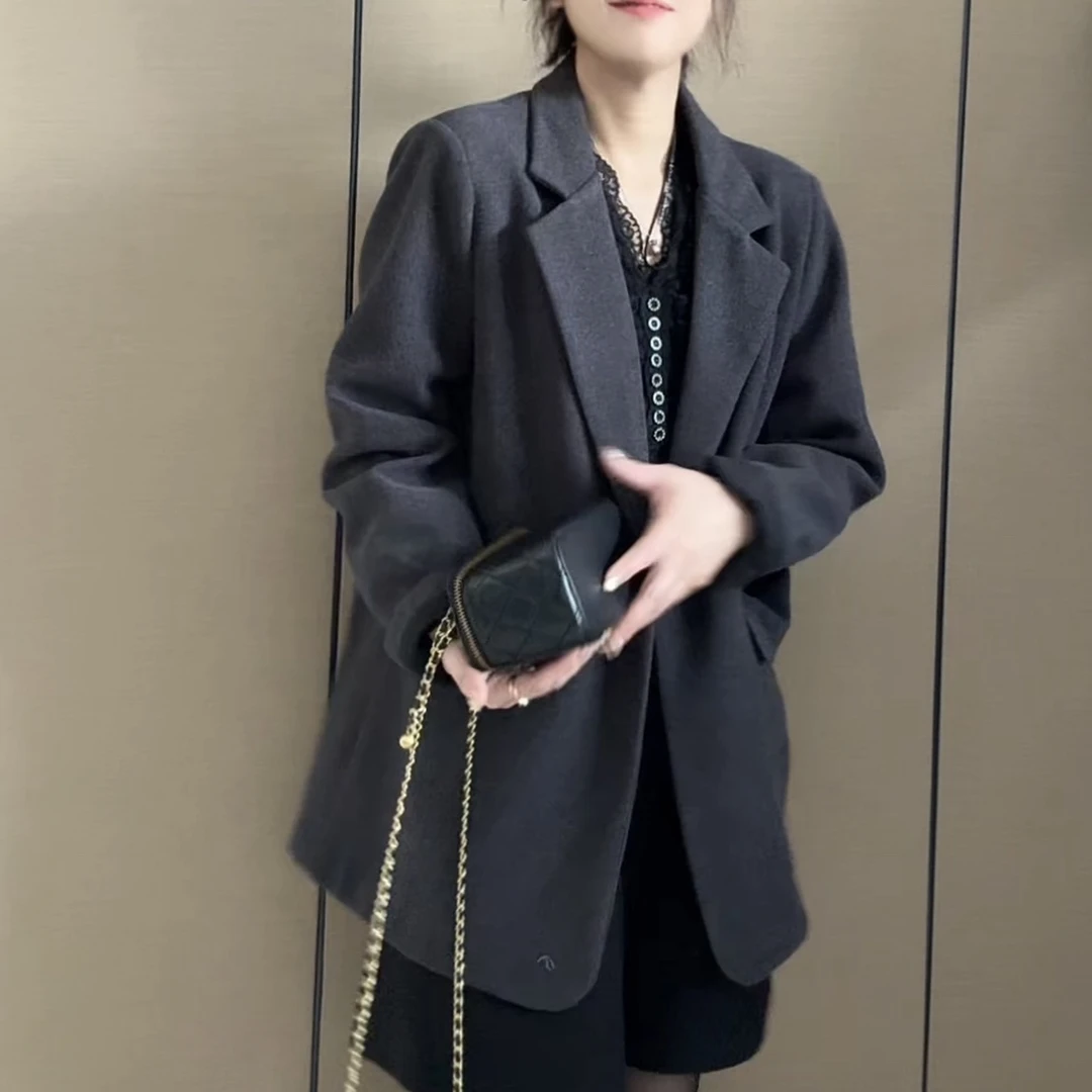 黑色西装外套女春秋免烫高级感百搭气质休闲西装