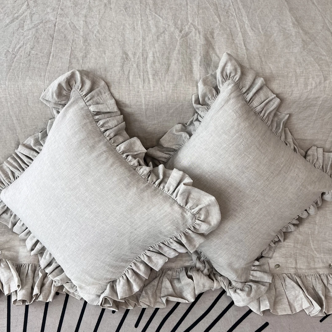 <贵族公主>亚麻雨露麻双层荷叶边大抱枕（单只哦）