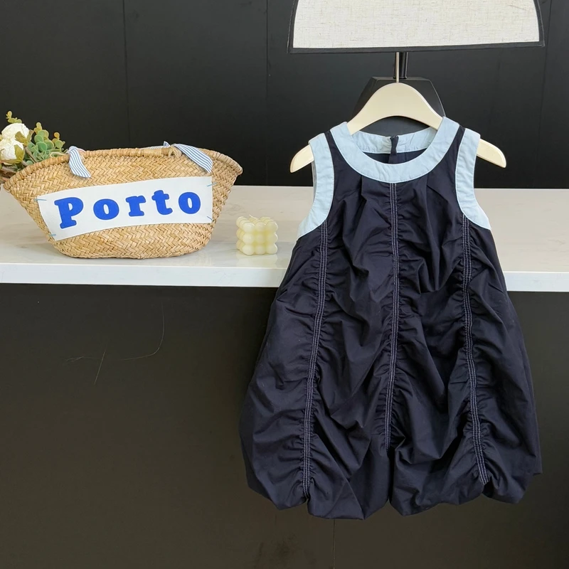 现货leomama【小有腔调】女童连衣裙夏季款洋气简约气质无袖背心裙