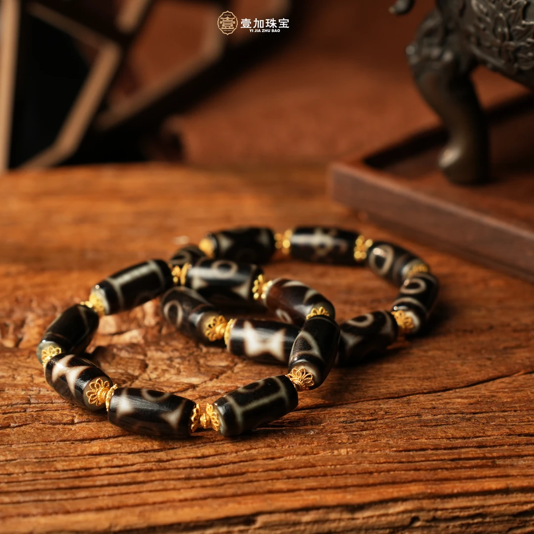 壹加师姐｜手工设计黑金多宝玛瑙手串多样性发一1498q