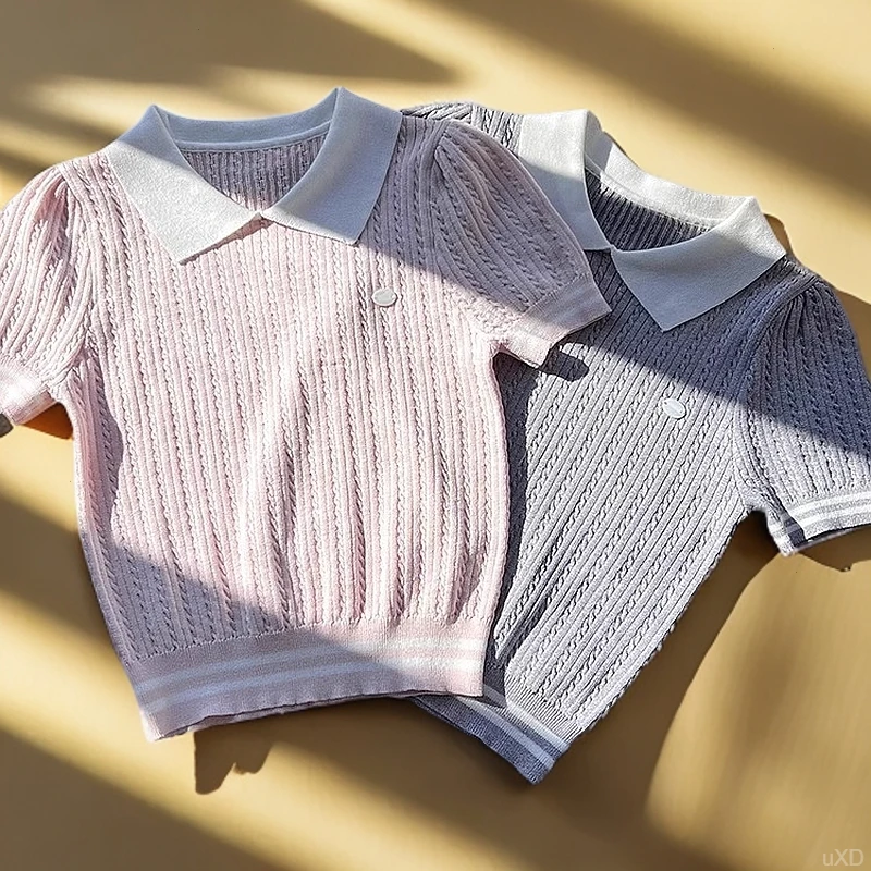 甜美风高级百搭少女绝美针织2025夏季新款修身显瘦千金感别致上衣