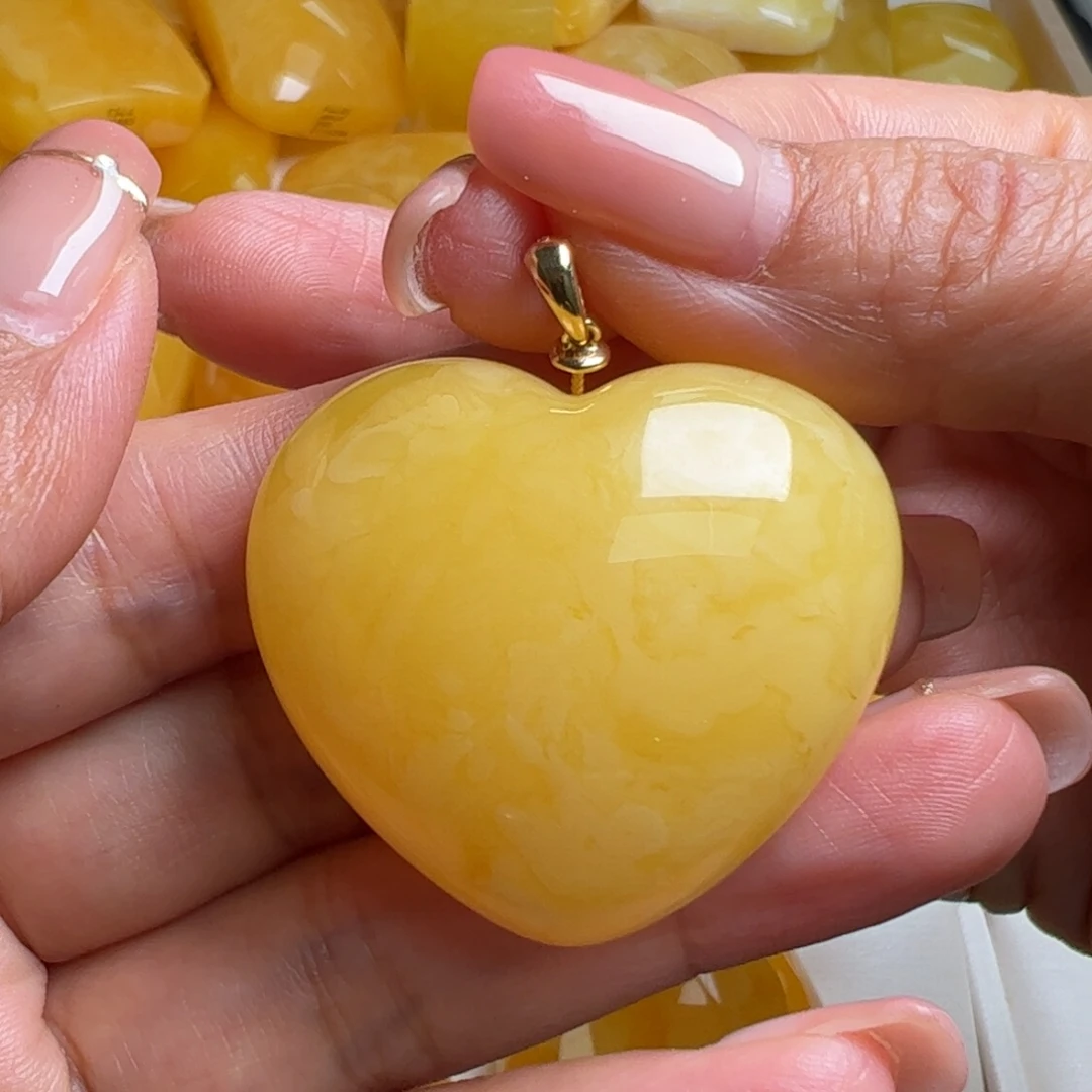 蜜蜡吊坠(不含链)18K金镶嵌无优化