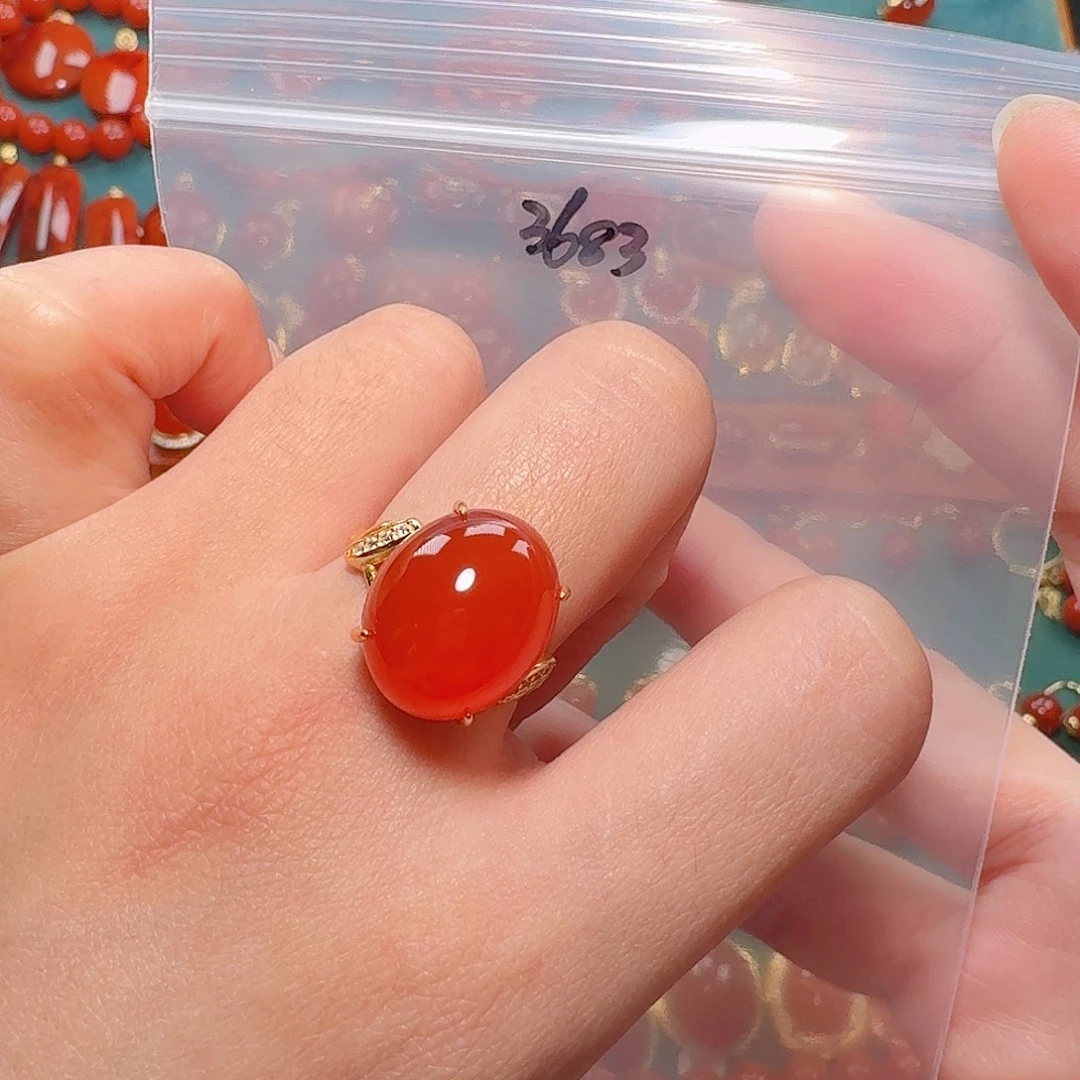 1***9南红玛瑙银S925镶嵌戒指