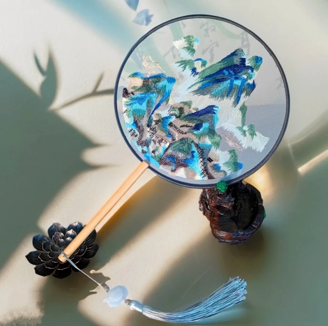 【千里江山34】苏绣团扇古风刺绣扇子