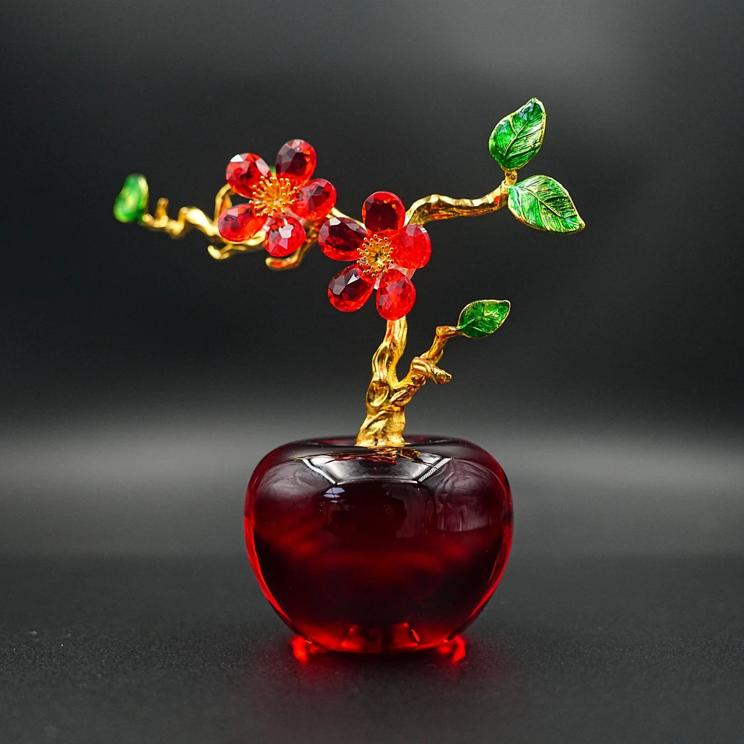 装饰品摆件乔迁商务用礼水晶珐琅桌面客厅创意摆件