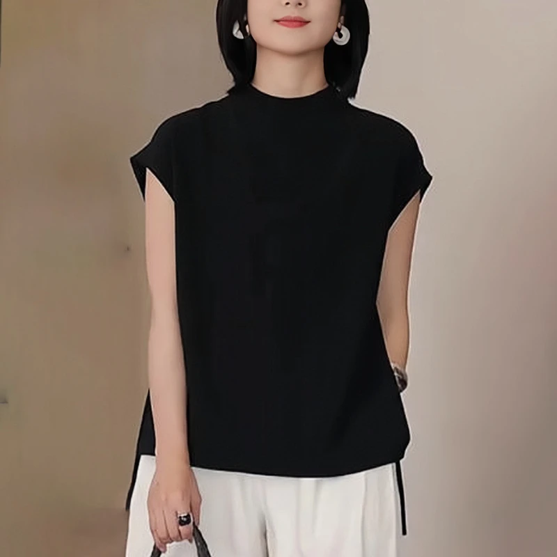 黑色薄款t恤女2025夏季新款时尚显瘦减龄别致高级感大码体恤上衣