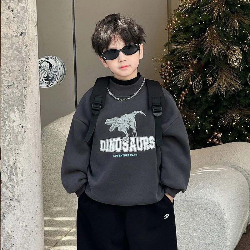 【Q】棉小班男童一体绒保暖加绒加厚卫衣2024冬季休闲上衣AD4123