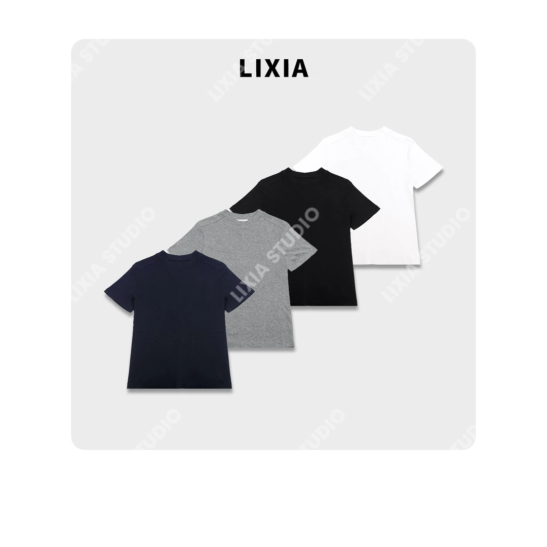 LIXIA【简约至上】时尚休闲风多色基础款纯色百搭内搭短袖T恤-D8867