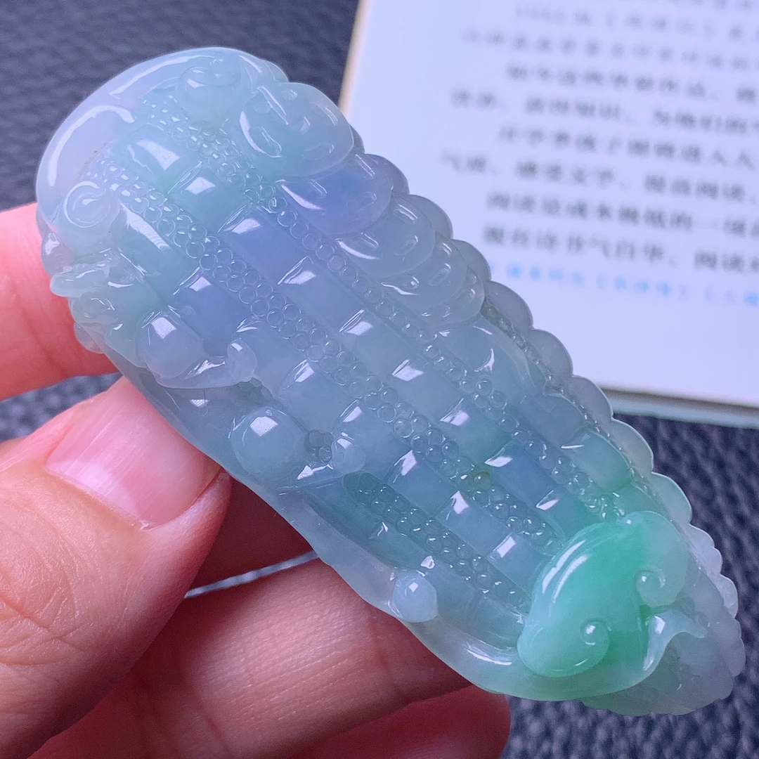 天然缅甸a货翡翠三彩苦瓜苦尽甘来玉吊坠挂件72/29/14