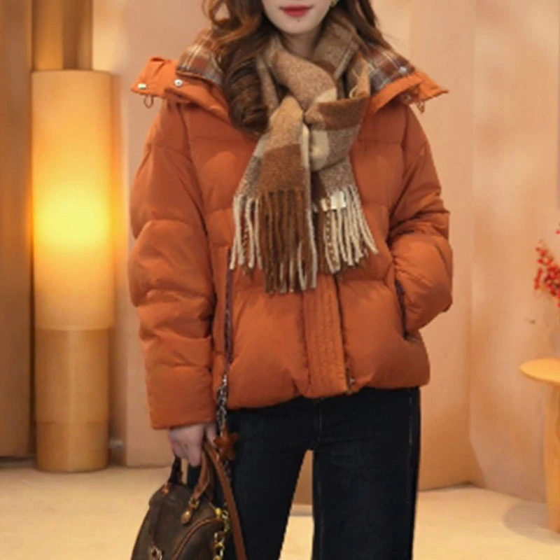 时尚百搭连帽收腰保暖加厚保暖棉服女士2025冬季新款时尚棉衣外套