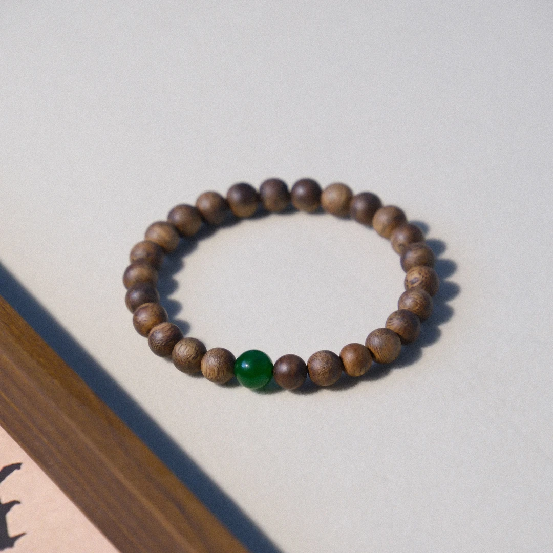 《经典款》海南莺歌绿奇楠DIY 7mm单圈手串 多样性发其一