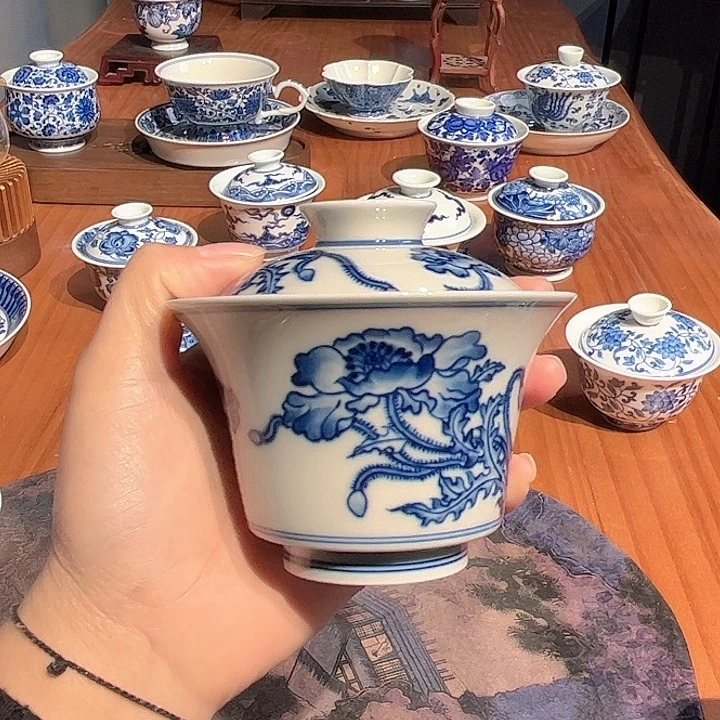 镹曰茶闲柴窑手工手绘青花