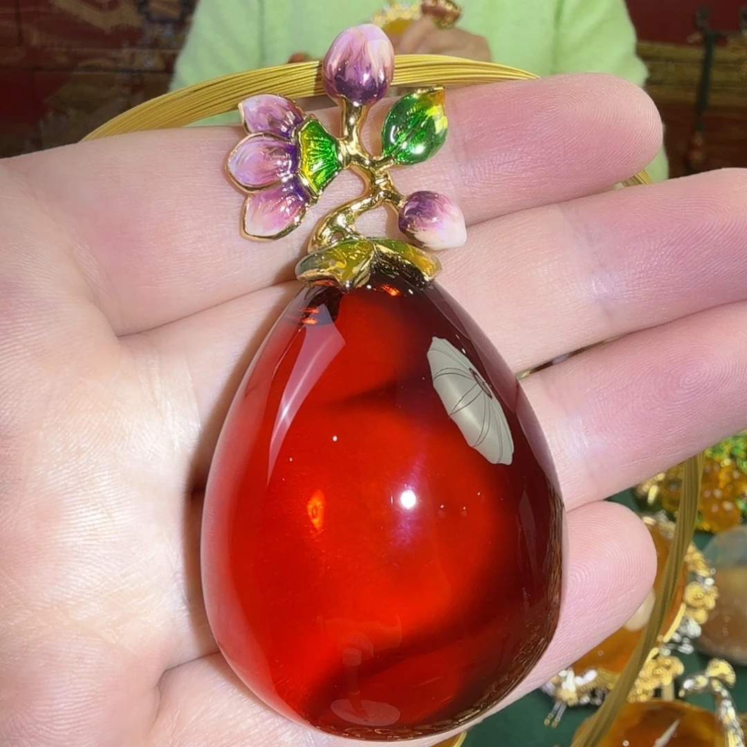 血珀银S925镀金镶嵌吊坠(赠链)