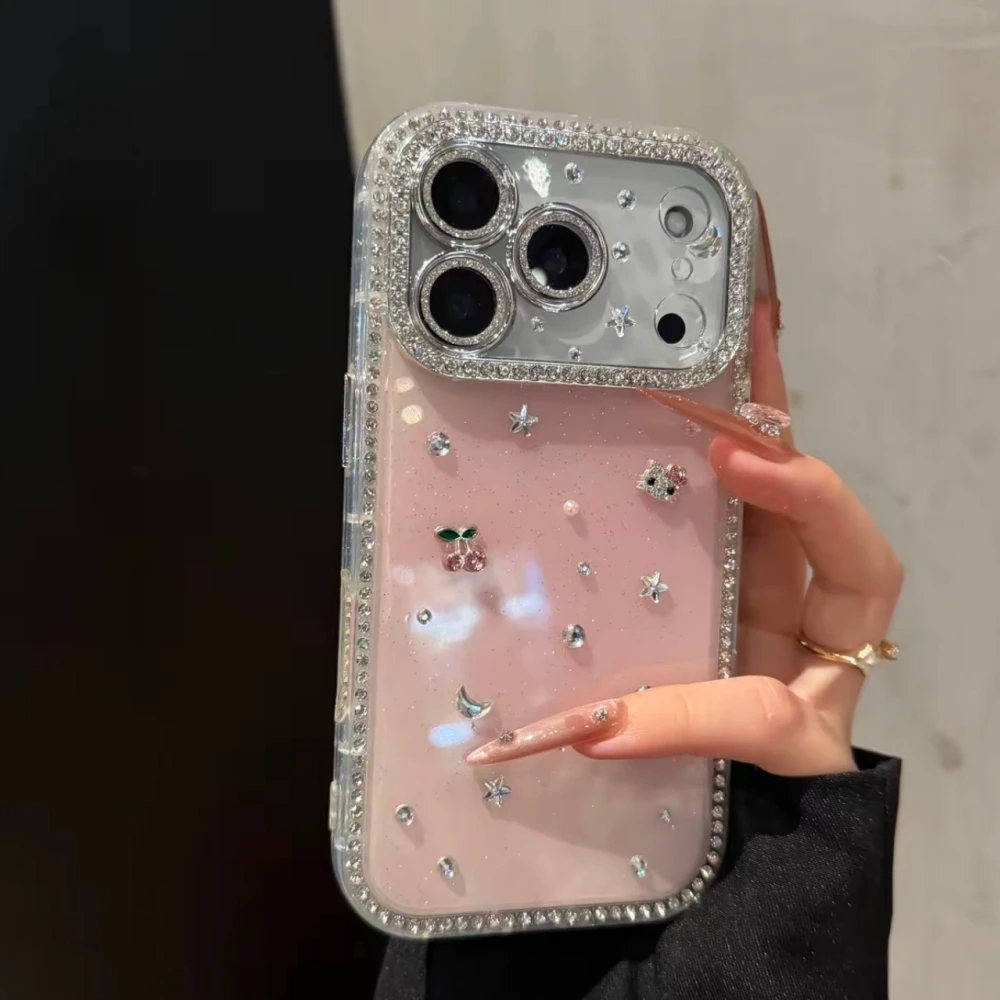diy镶钻猫咪星星适用iPhone16promax手机壳苹果17简约15高级1314