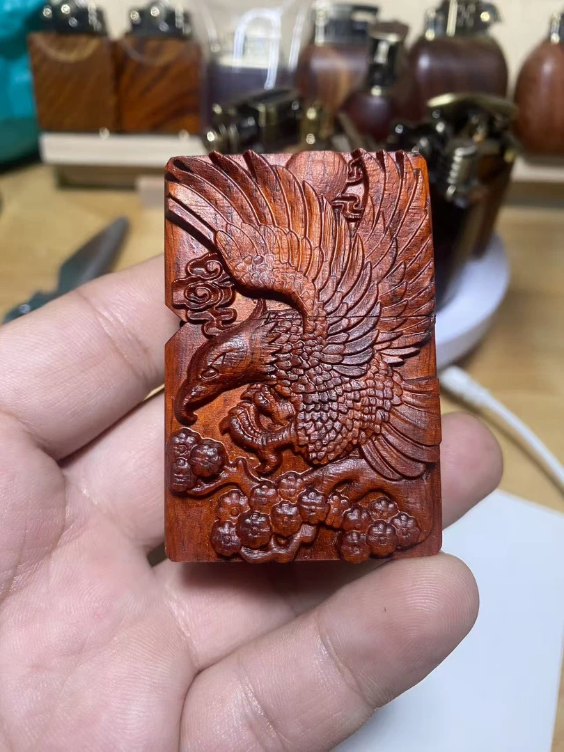 高密度紫檀雕刻收藏自用煤油打火机