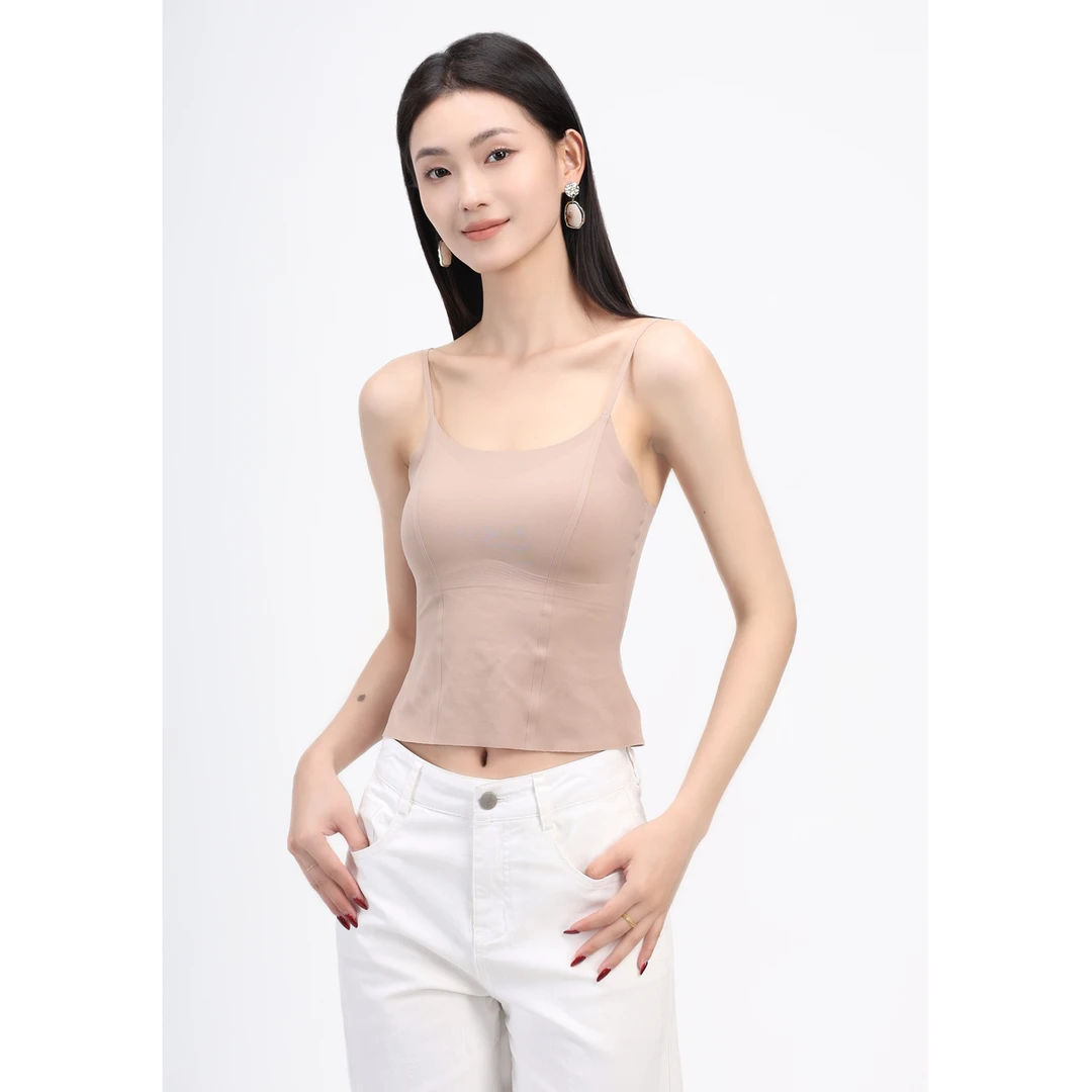 矝羽轩JINYU矜羽【背心】显瘦外穿百搭裸感无痕防走光女背心无钢圈