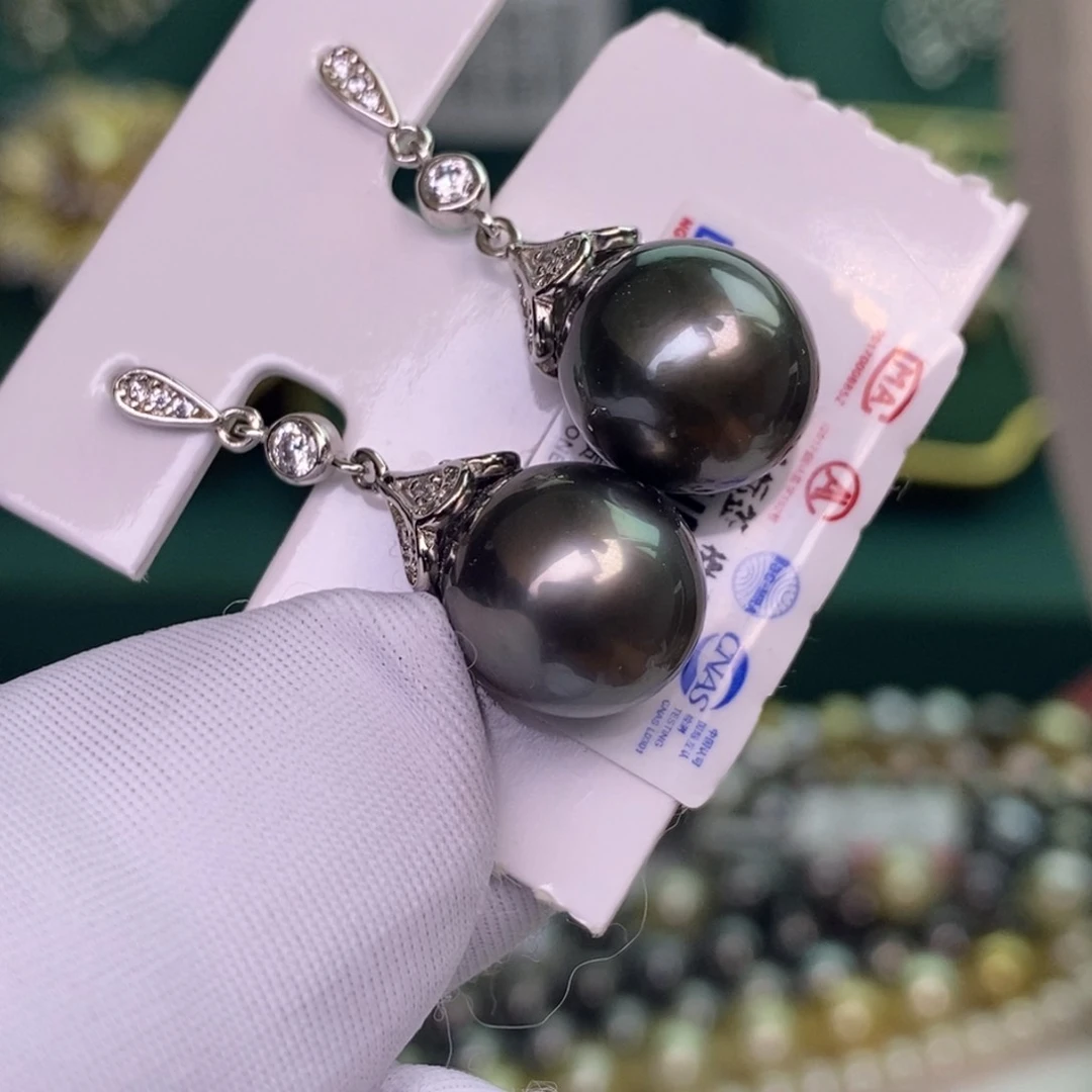 银S925镶嵌耳饰海水珍珠