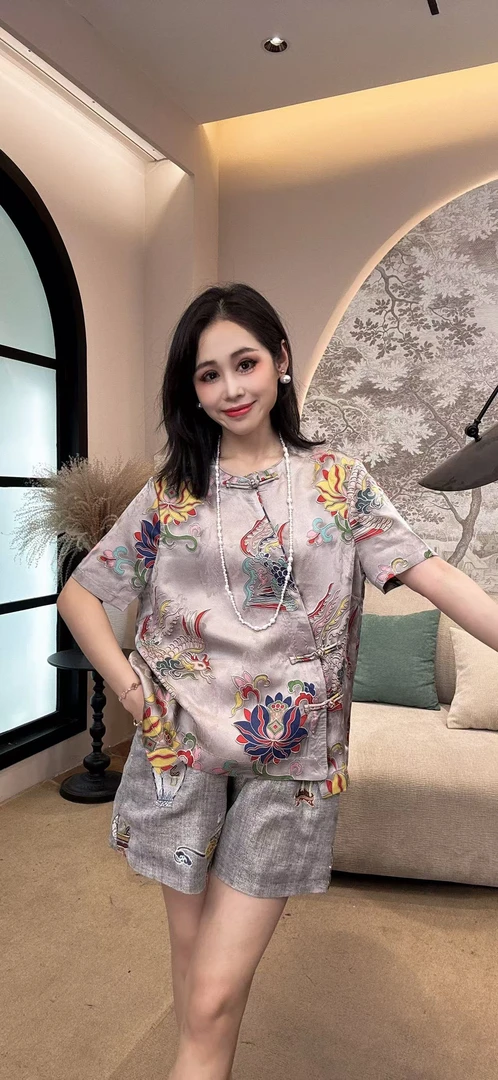 【禾禾家】“凤栖梧桐”夏季新款新中式国风时尚祥云上衣衬衫16923-14