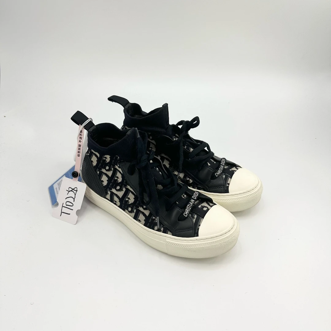 95新 DIOR/迪奥 37.5码/满印蓝色袜子板鞋/TT0228