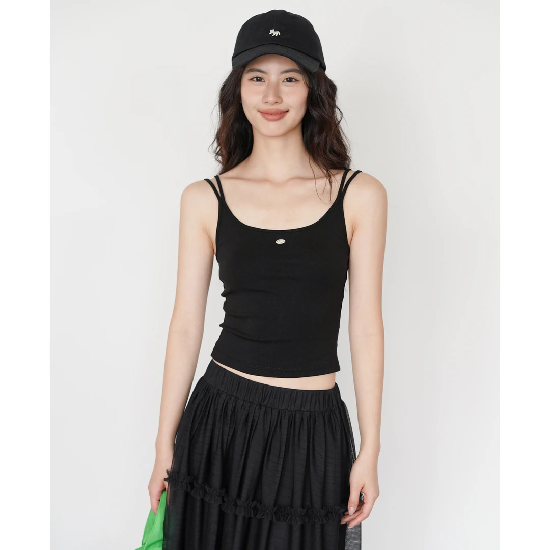 【清清】EIGHTHMONTH黑色显瘦双肩带背心吊带女夏AE111531