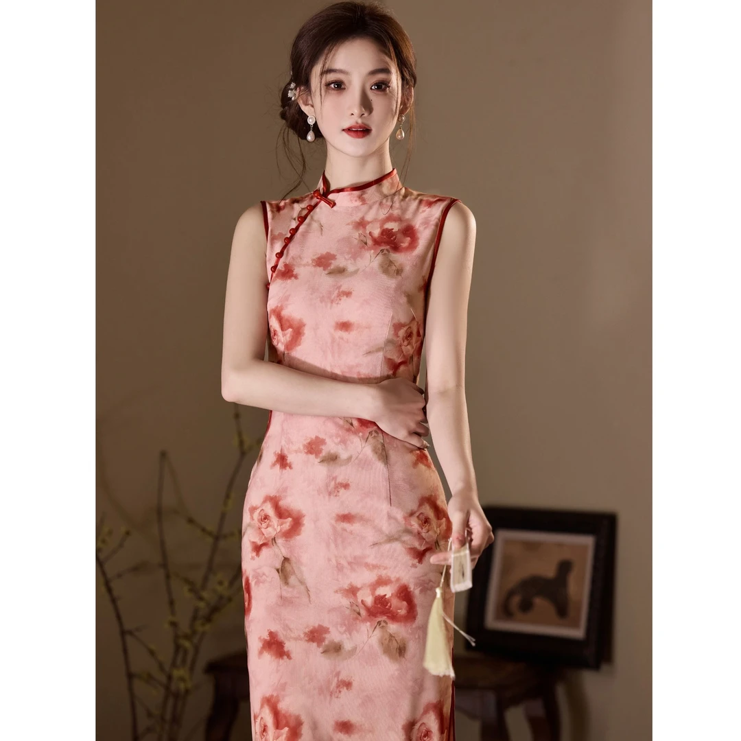 苏故里【雾影玫瑰】2025年新款复古送考旗袍修身日常单层衣长120