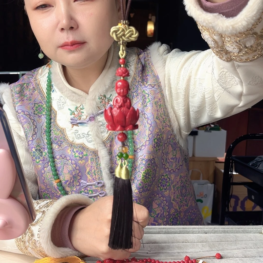 天然辰砂80g和尚车挂