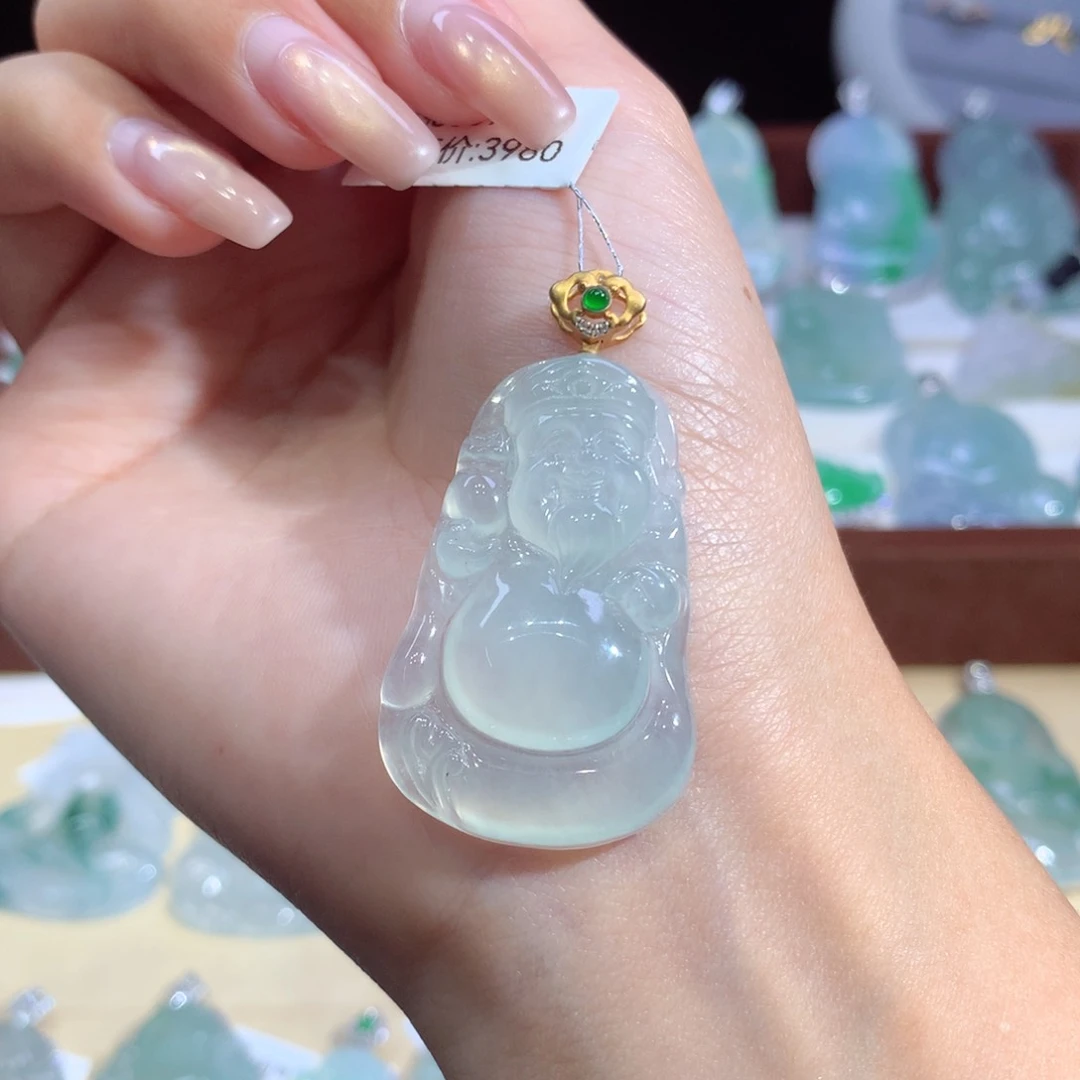 吊坠(不含链)18K金镶嵌翡翠