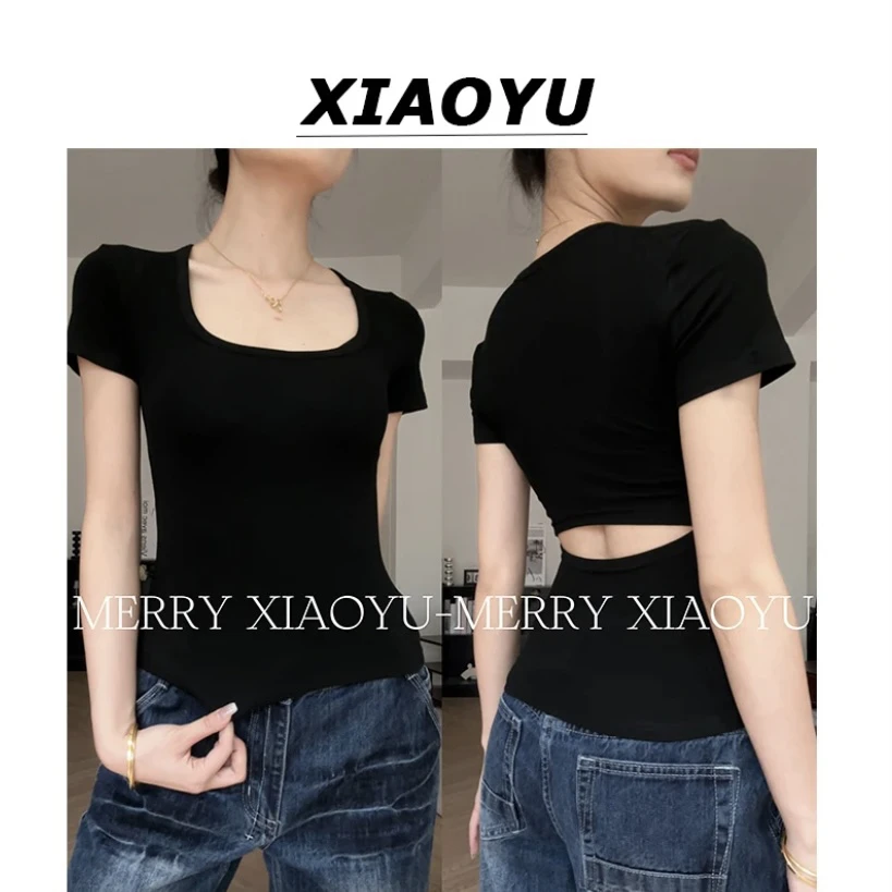 妙前小鱼【集合】小众设计露背上衣辣妹夏季收腰显瘦正肩T恤